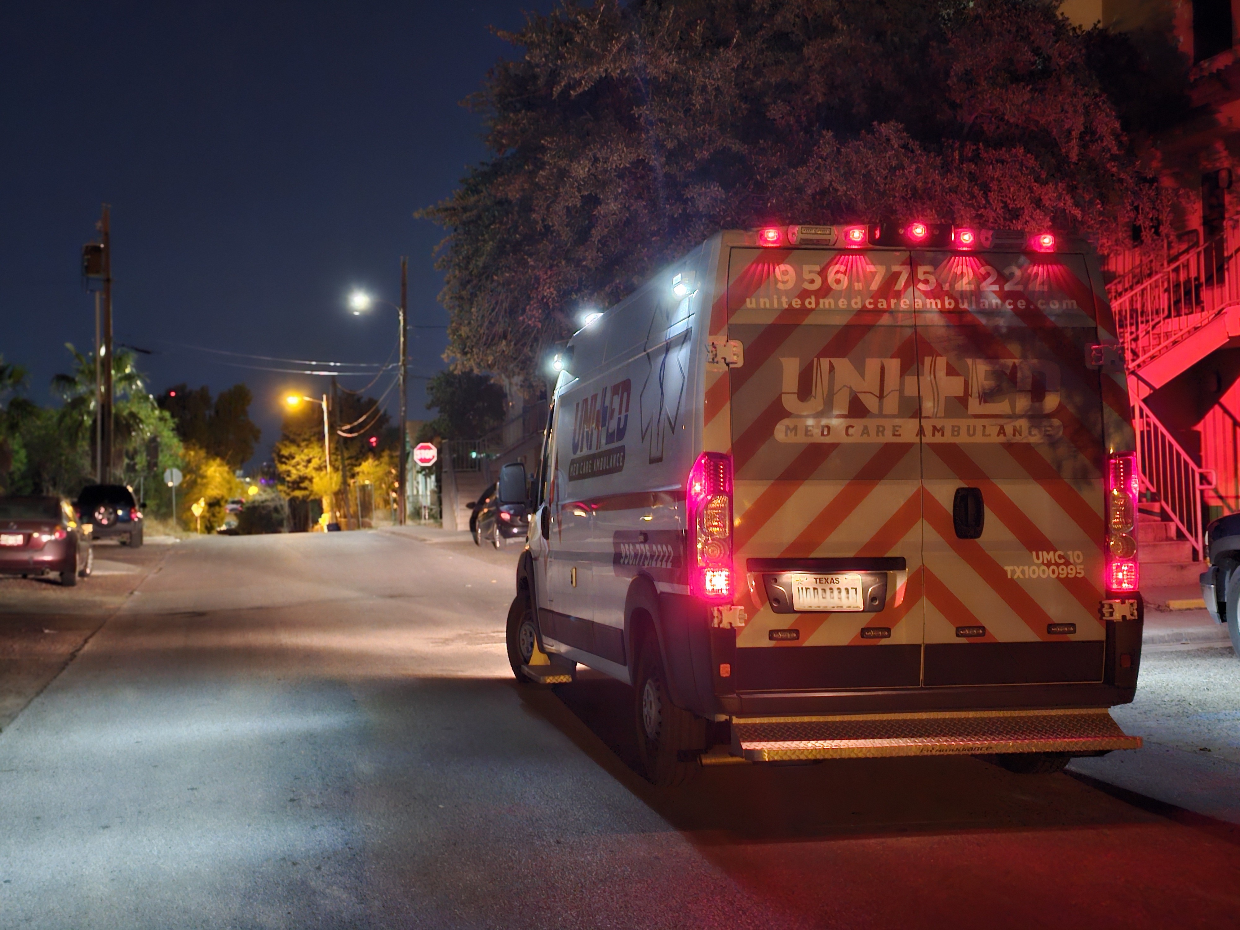 Night crew responding to a local emergency call at 4am